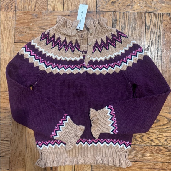 NWT Janie and Jack Fair Isle Ruffle Trim wool blend Sweater size 8 - Picture 8 of 11